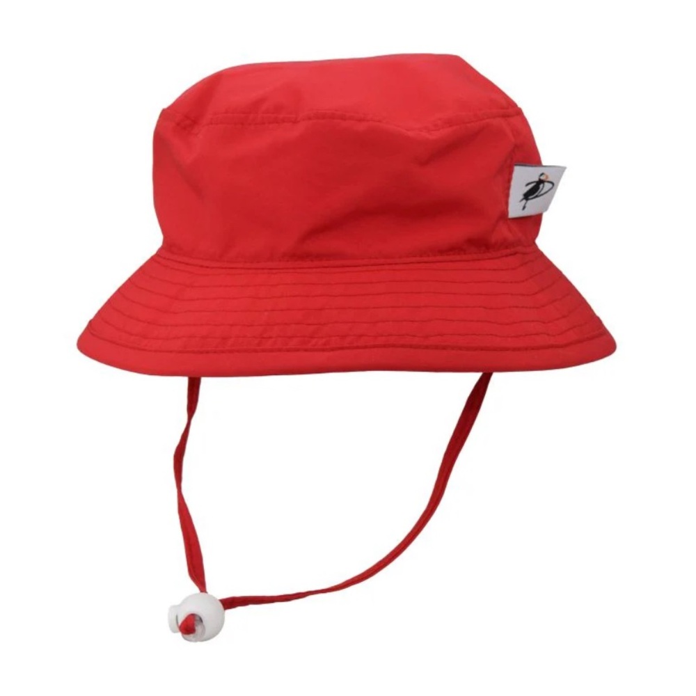 Vibrant Red Kids Sun Hat with Chin Strap